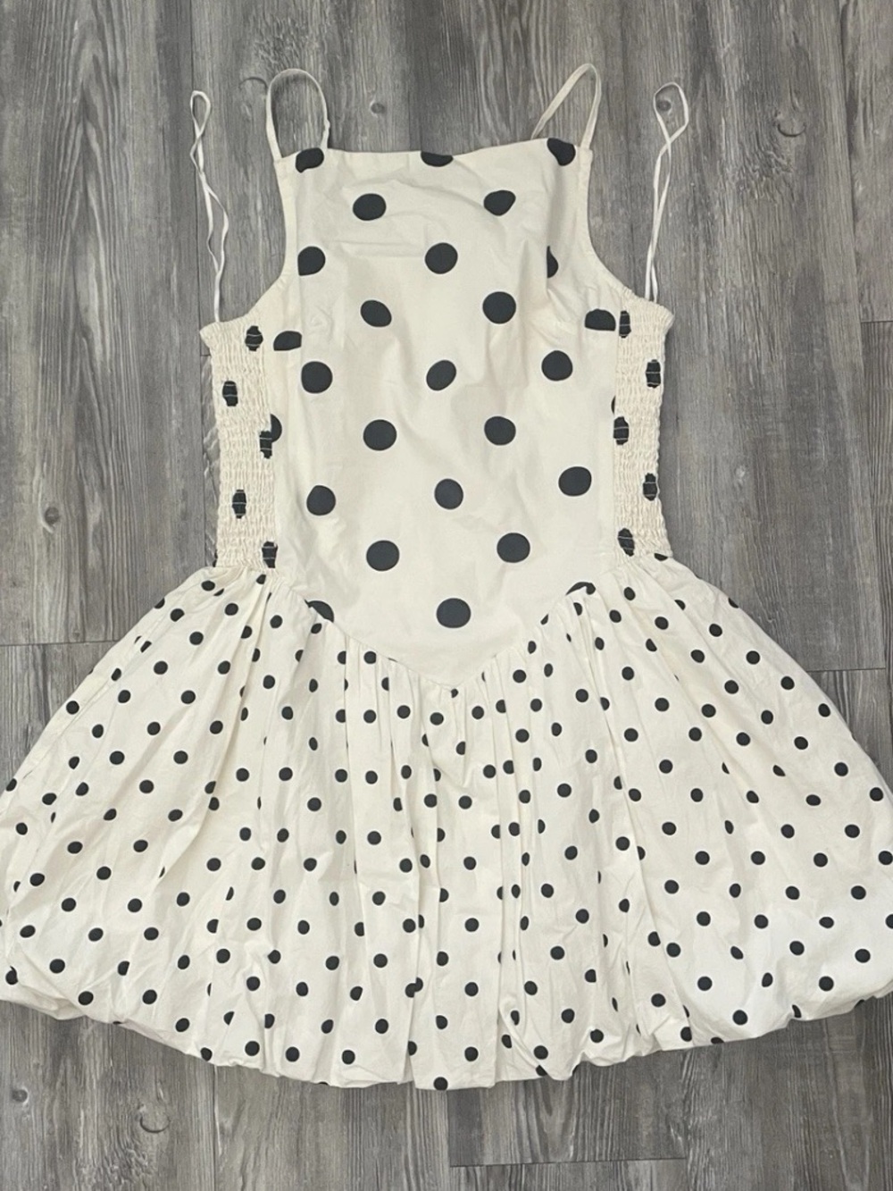 Free People Misty Bubble Hem Mini Dress in Tea Combo Size L NWT
